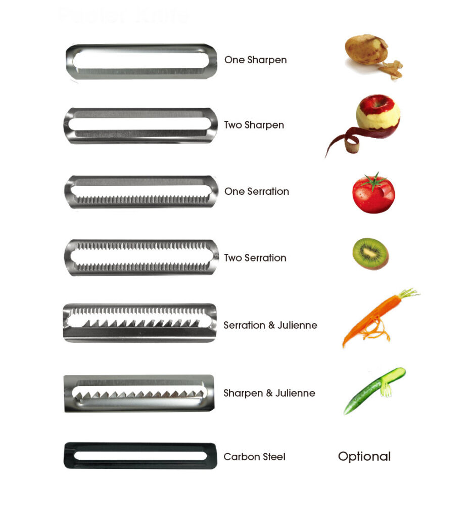 The Ultimate Peeler.Blades selection from Sharpen, Julienne, Serrated, made of Stainless Steel blade stays ultra sharp and effortless peeling.