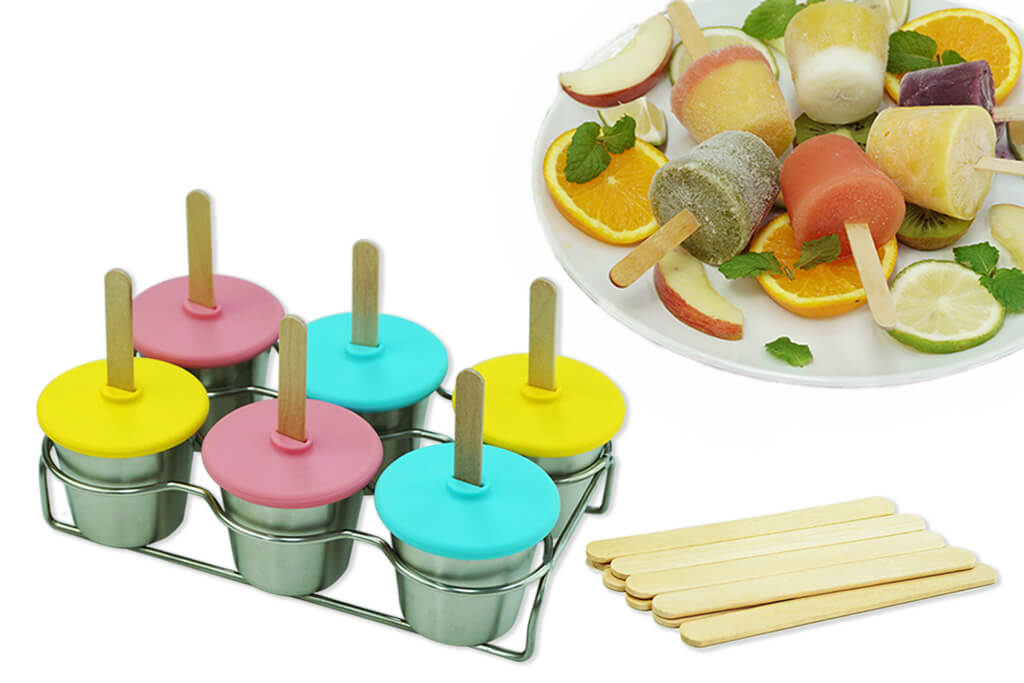 S/S popsicle mold and popsicle sticks 6 PCS
