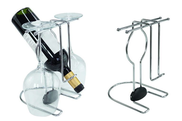 FOLDABLE TWIN RACK for 1 bottle and 2 stem glasses