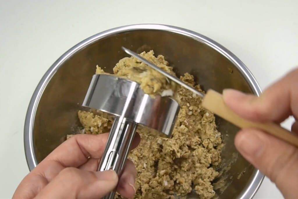 using falafel scoop.