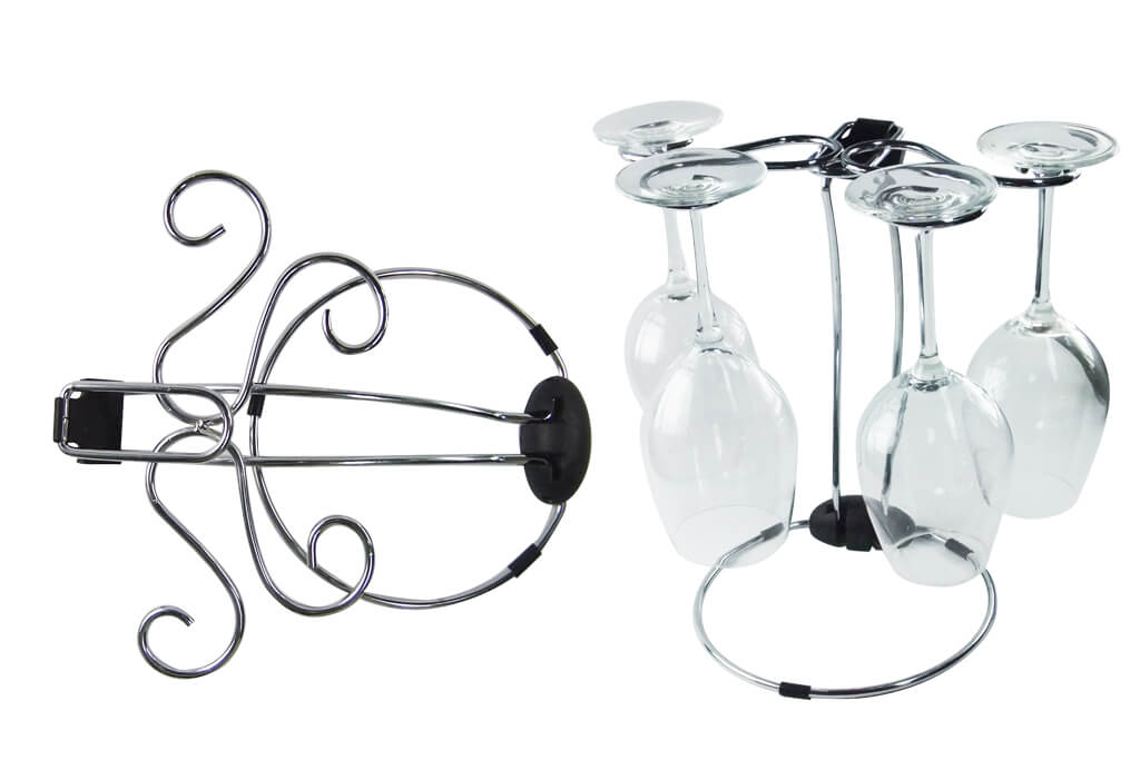 Foldable 4 pcs stem glass rack. Air dries stemware to a spot-free finish.