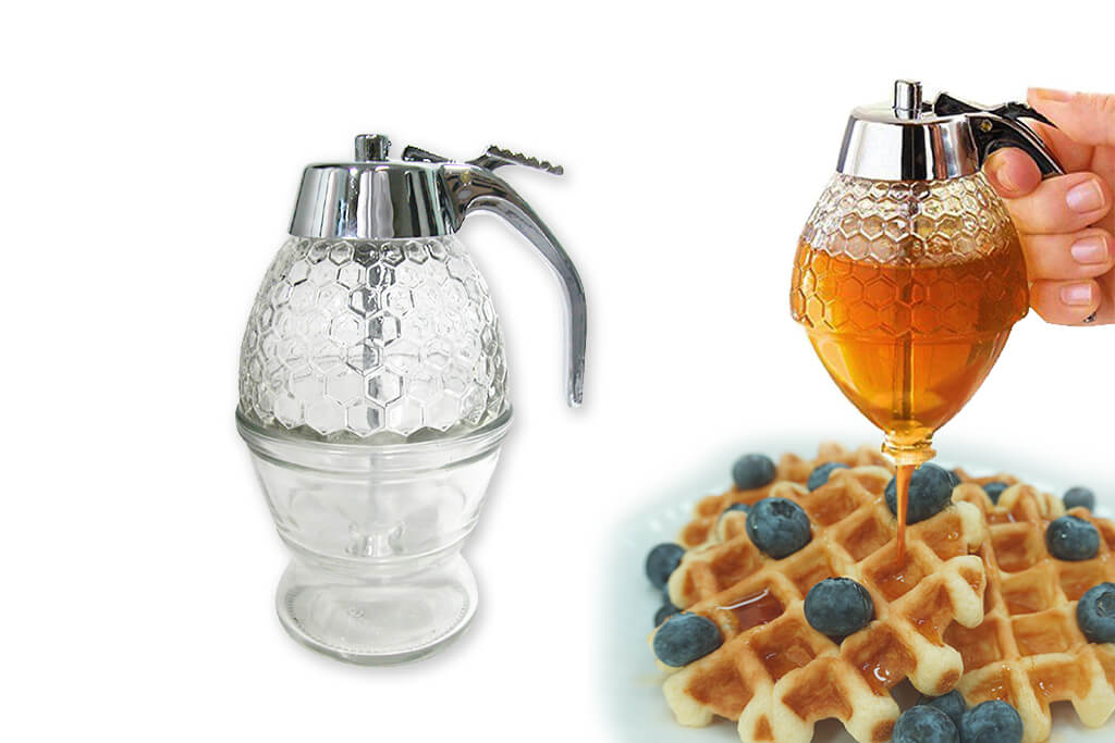 Glass honey syrup dispenser